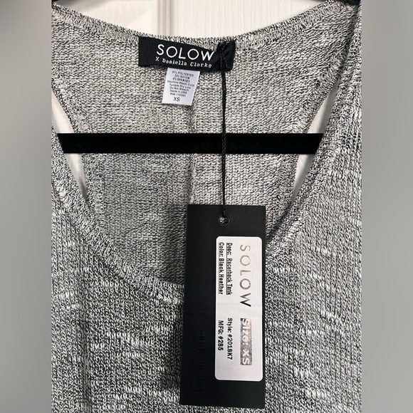 NWT SOLOW x Daniella Clarke Black Heather Melange Racerback Tank XS $89 - Picture 3 of 3